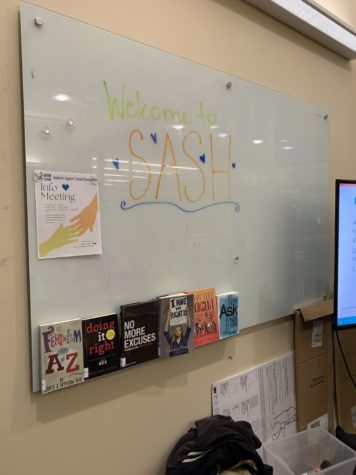 A meeting room in the Chelsea District Library is all set up for a meeting of SASH: an organization that educates students about sexual harassment 
