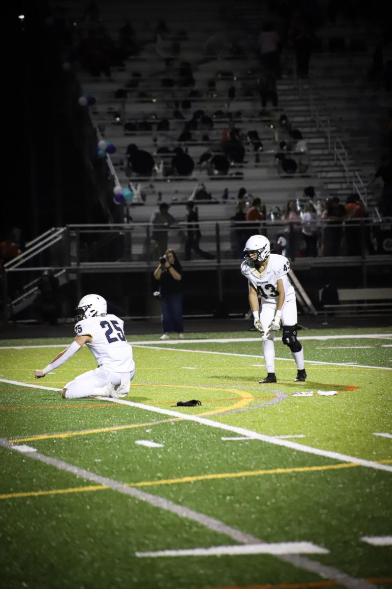 Kicker Landon Conley and holder Caden Basar ready to kick the field goal 