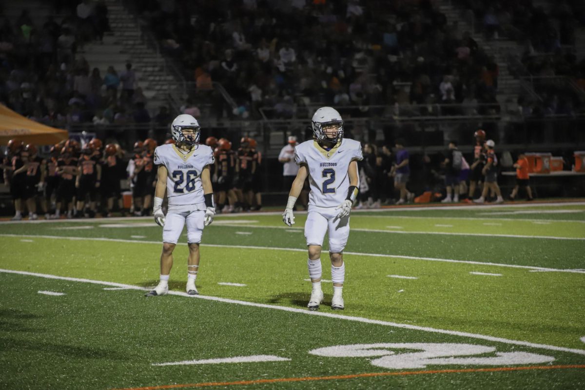 Sophomore Jackson Ichesco and Senior Luke Cavanaugh prepping to score a touchdown